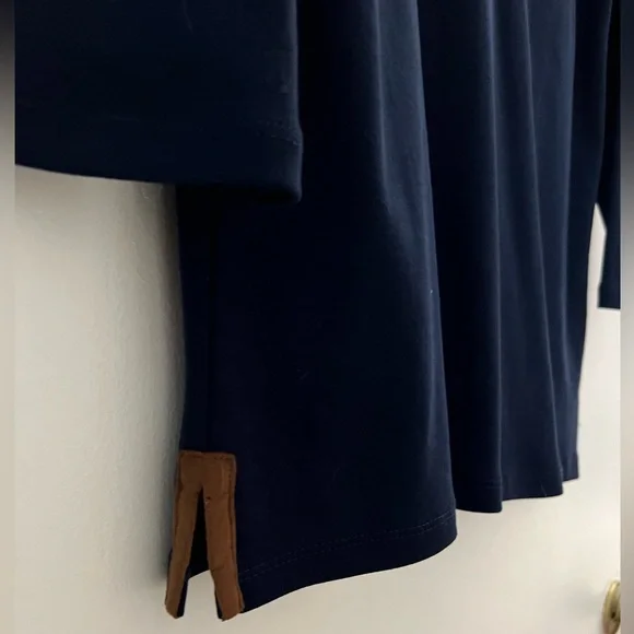 Lauren by Ralph Lauren tunic type shirt. Blue with faux suede trim.   Size XL - Picture 8 of 12